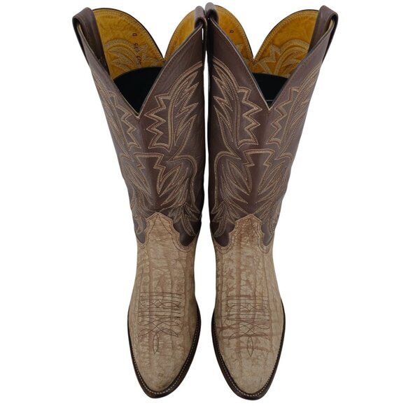 Nocona Cape Buffalo Cowboy Boots Mens size 10D Brown Tan Exotic Leather Western - Picture 11 of 16